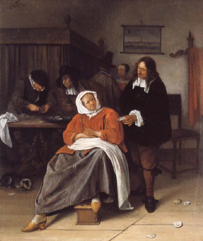 Jan Steen An Interior with a Man Offering an Oyster to a Woman oil painting image